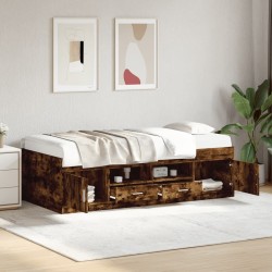 Lit de jour avec tiroirs sans matelas chêne fumé 90x190 cm 