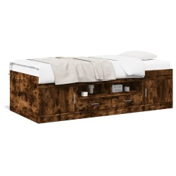 Lit de jour avec tiroirs sans matelas chêne fumé 90x190 cm 