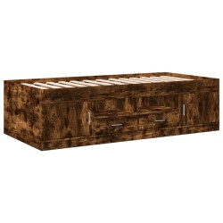 Lit de jour avec tiroirs sans matelas chêne fumé 90x190 cm 