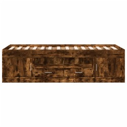 Lit de jour avec tiroirs sans matelas chêne fumé 90x190 cm 