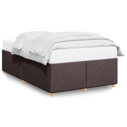 Cadre de lit sans matelas marron foncé 120x190 cm tissu 