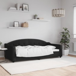 Lit de repos sans matelas noir 90x190 cm tissu 