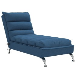 Chaise longue de massage avec coussins bleu tissu 