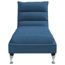Chaise longue de massage avec coussins bleu tissu 