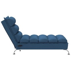 Chaise longue de massage avec coussins bleu tissu 