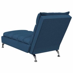 Chaise longue de massage avec coussins bleu tissu 