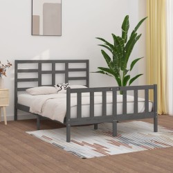 Cadre de lit sans matelas gris 150x200 cm bois massif 