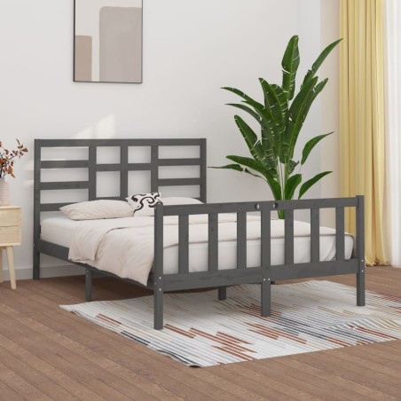 Cadre de lit sans matelas gris 150x200 cm bois massif 
