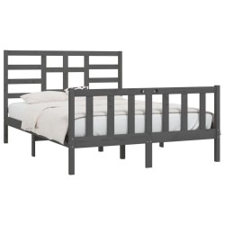 Cadre de lit sans matelas gris 150x200 cm bois massif 