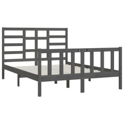 Cadre de lit sans matelas gris 150x200 cm bois massif 