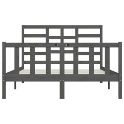 Cadre de lit sans matelas gris 150x200 cm bois massif 