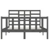 Cadre de lit sans matelas gris 150x200 cm bois massif 