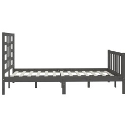 Cadre de lit sans matelas gris 150x200 cm bois massif 