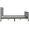 Cadre de lit sans matelas gris 150x200 cm bois massif 