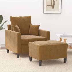 Fauteuil avec repose-pied Marron 60 cm Velours 