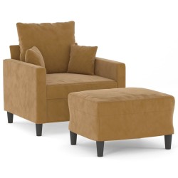 Fauteuil avec repose-pied Marron 60 cm Velours 