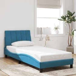 Cadre de lit sans matelas bleu 90x190 cm velours 