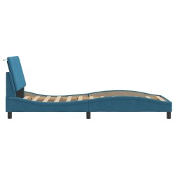Cadre de lit sans matelas bleu 90x190 cm velours 