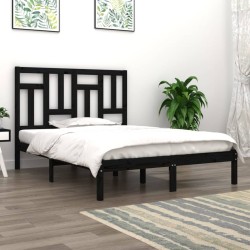 Cadre de lit sans matelas noir 120x190 cm bois massif 