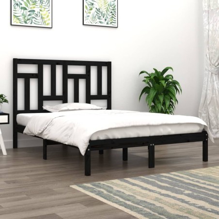 Cadre de lit sans matelas noir 120x190 cm bois massif 