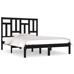 Cadre de lit sans matelas noir 120x190 cm bois massif 