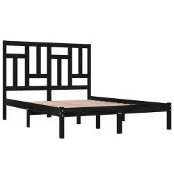 Cadre de lit sans matelas noir 120x190 cm bois massif 
