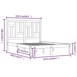 Cadre de lit sans matelas noir 120x190 cm bois massif 