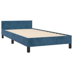 Cadre de lit sans matelas bleu foncé 90x190 cm velours 