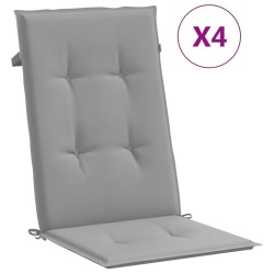 Coussins de chaise de jardin à dossier haut lot de 4 gris tissu 