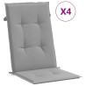 Coussins de chaise de jardin à dossier haut lot de 4 gris tissu 
