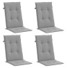 Coussins de chaise de jardin à dossier haut lot de 4 gris tissu 