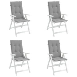 Coussins de chaise de jardin à dossier haut lot de 4 gris tissu 