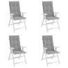 Coussins de chaise de jardin à dossier haut lot de 4 gris tissu 