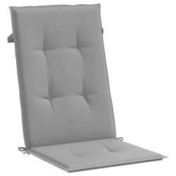 Coussins de chaise de jardin à dossier haut lot de 4 gris tissu 