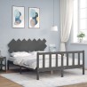 Cadre de lit sans matelas gris bois de pin massif 