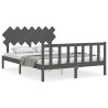 Cadre de lit sans matelas gris bois de pin massif 