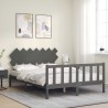 Cadre de lit sans matelas gris bois de pin massif 