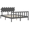 Cadre de lit sans matelas gris bois de pin massif 