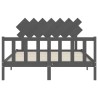 Cadre de lit sans matelas gris bois de pin massif 