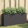 Jardinières avec 2 pots 2 pcs noir 90x20x40 cm résine tressée 