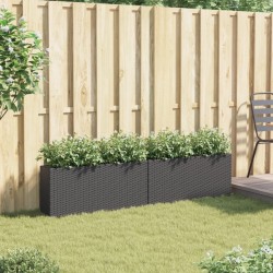 Jardinières avec 2 pots 2 pcs noir 90x20x40 cm résine tressée 