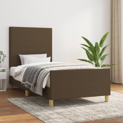 Cadre de lit sans matelas marron foncé 80x200 cm tissu 