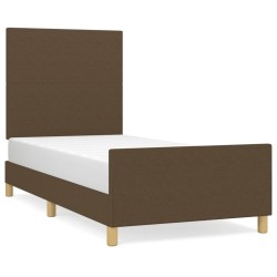 Cadre de lit sans matelas marron foncé 80x200 cm tissu 
