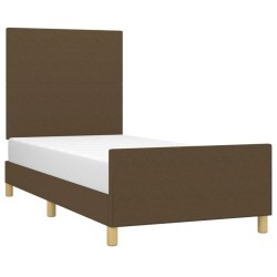 Cadre de lit sans matelas marron foncé 80x200 cm tissu 