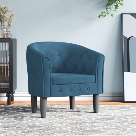 Chaise cabriolet bleu foncé velours 