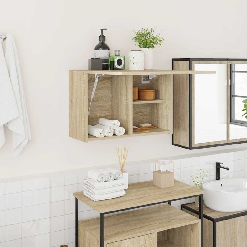 Armoire murale de bain chêne sonoma 60x25x40 cm bois ingénierie 