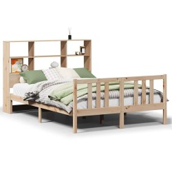 Lit bibliothèque sans matelas 135x190 cm bois de pin massif 