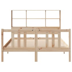 Lit bibliothèque sans matelas 135x190 cm bois de pin massif 