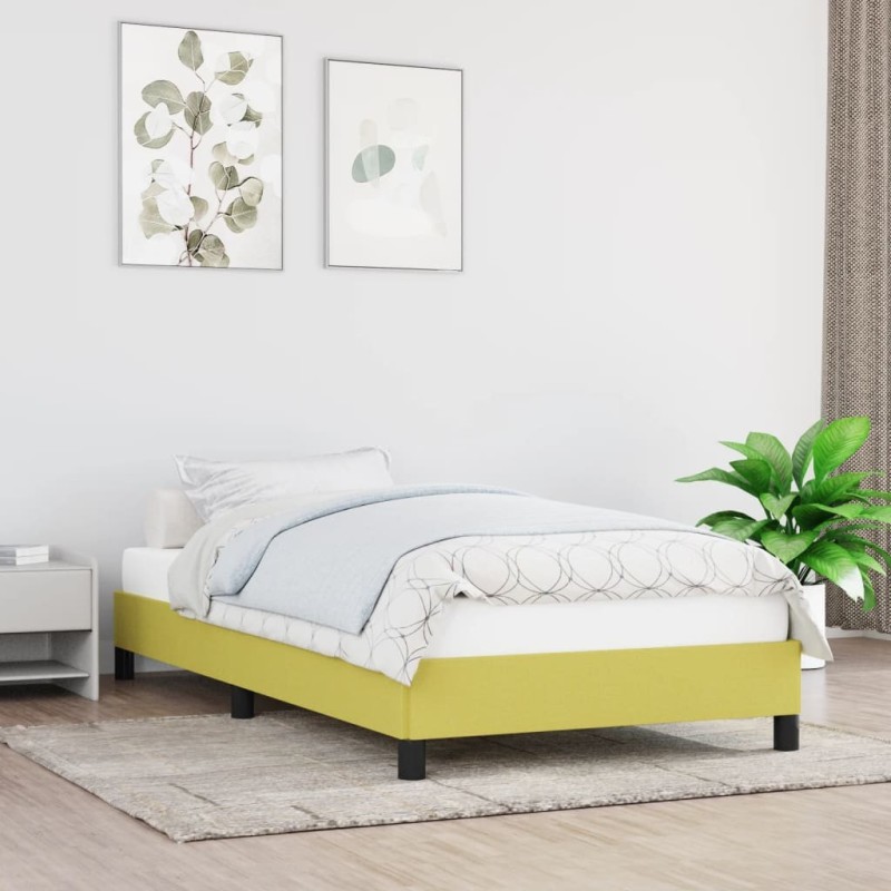 Cadre de lit sans matelas vert 100x200 cm tissu 