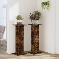 Supports pour plantes 2 pcs chêne fumé bois d'ingénierie 